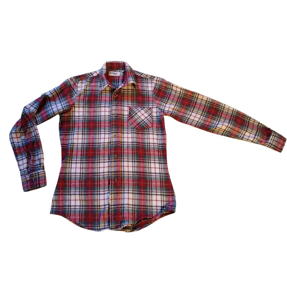 Plaid Flannel Shirt Wiseguys Mens Long Sleeve Button Up Sz 18 Trucker Vintage